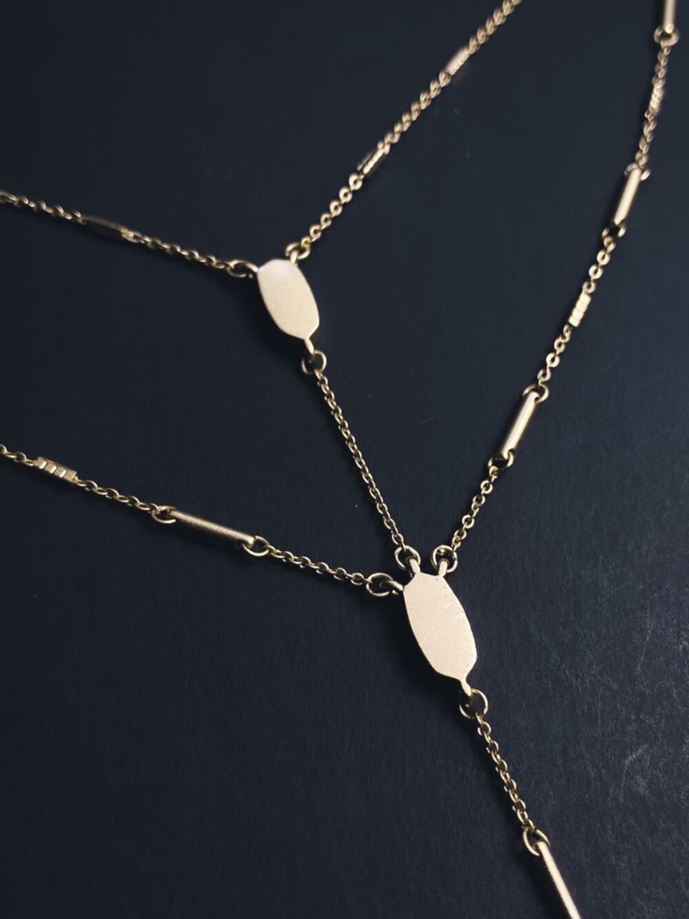 Kendra Scott Adelia Gold Tone Dainty Minimalist Double Chain Y Drop Necklace - Picture 4 of 12